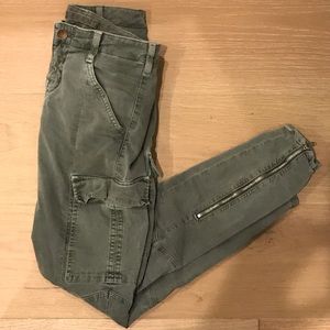Olive green houlihan j.brand skinny zip cargos